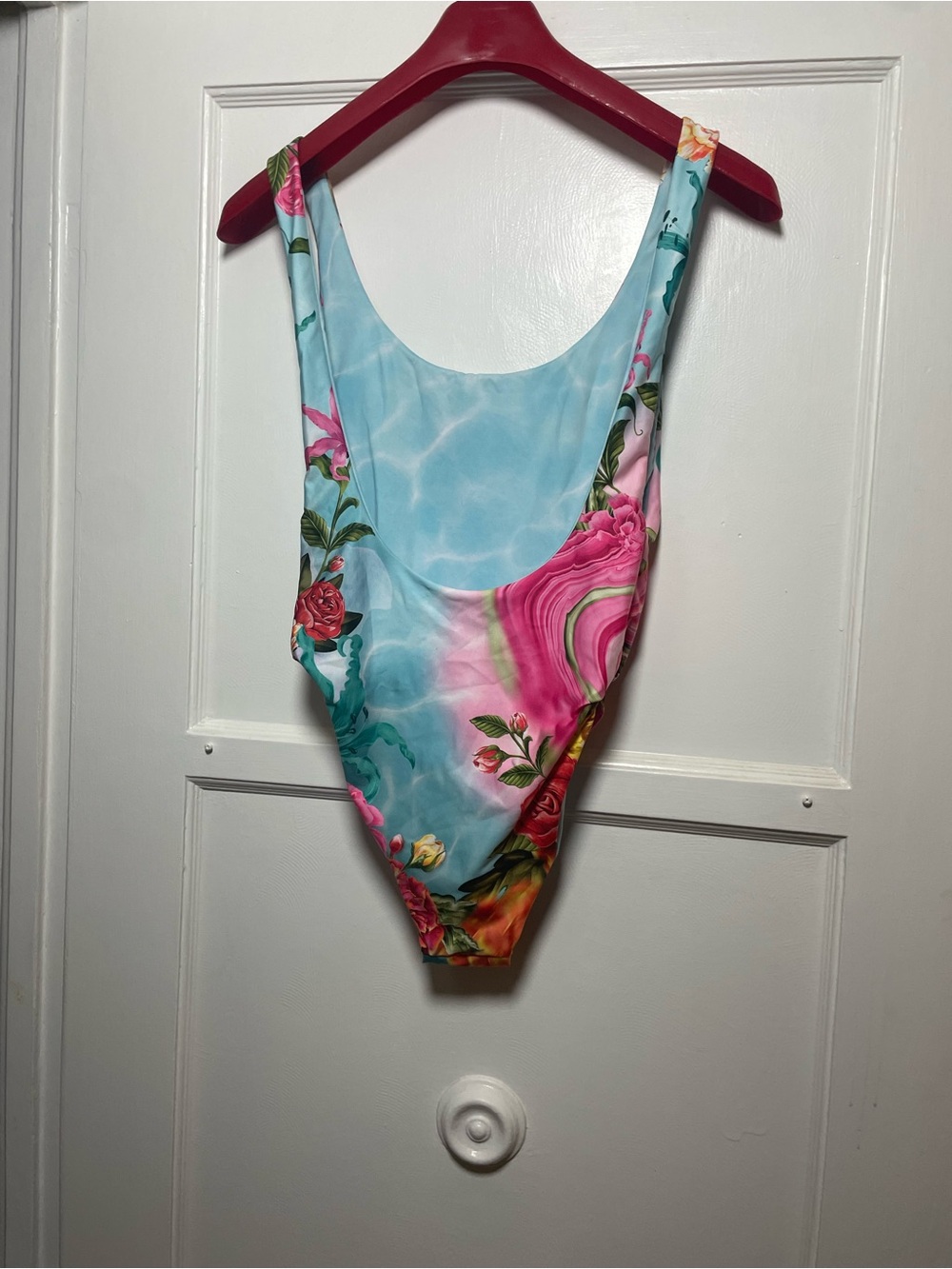 Agua Bendita Floral Splash One-Piece Swimsuit in Blue & Pink -Sz S - Picture 5 of 7